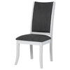 Judy Dining Side Chair Set of 2 Flared Legs White Wood Gray Fabric BM329287