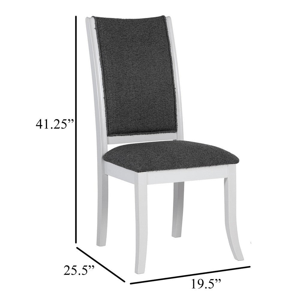 Judy Dining Side Chair Set of 2 Flared Legs White Wood Gray Fabric BM329287