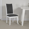 Judy Dining Side Chair Set of 2, Flared Legs, White Wood, Gray Fabric