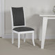 Judy Dining Side Chair Set of 2, Flared Legs, White Wood, Gray Fabric