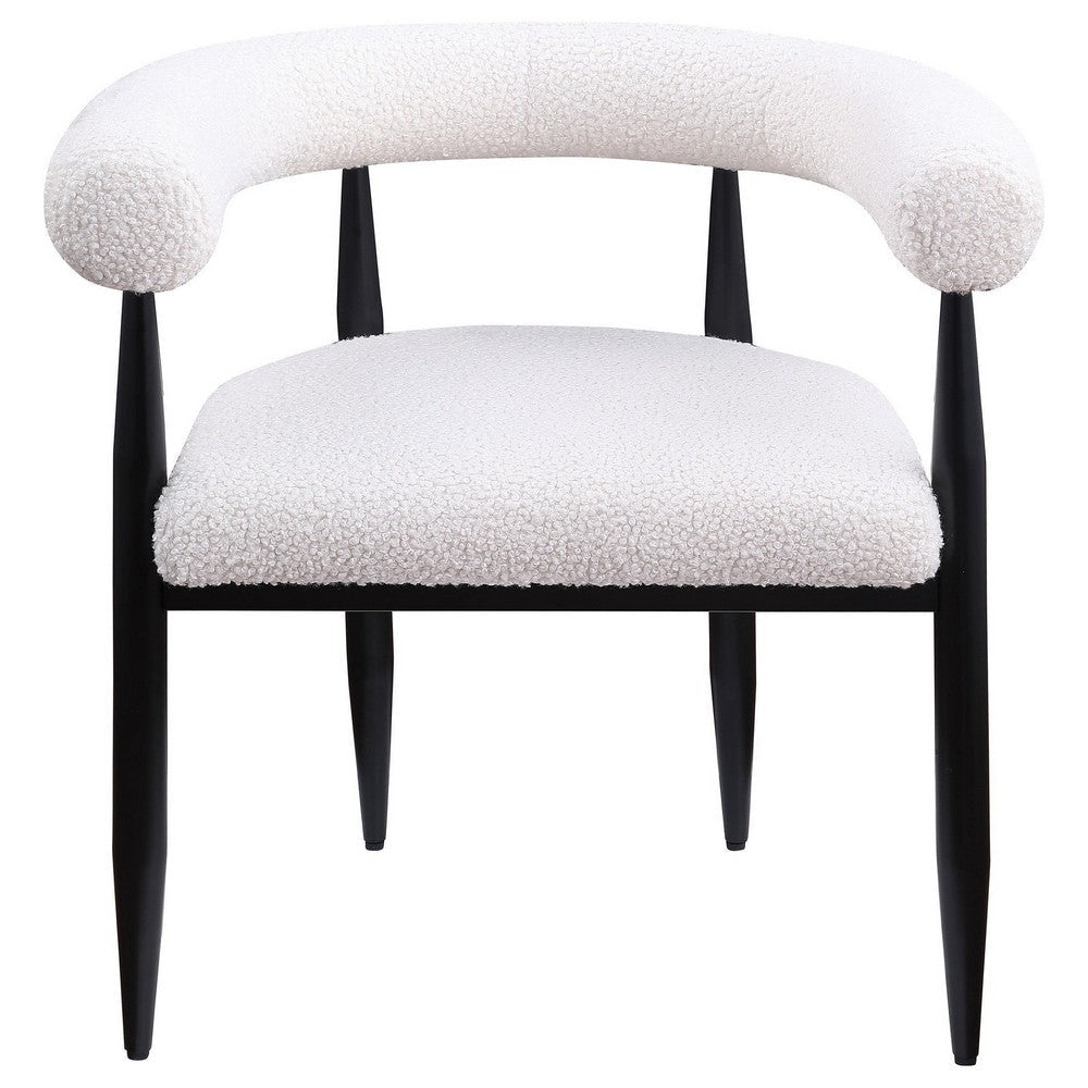 Noris Dining Chair Set of 2 White Fabric C-Shaped Back Black Metal BM329288