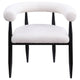 Noris Dining Chair Set of 2 White Fabric C-Shaped Back Black Metal BM329288