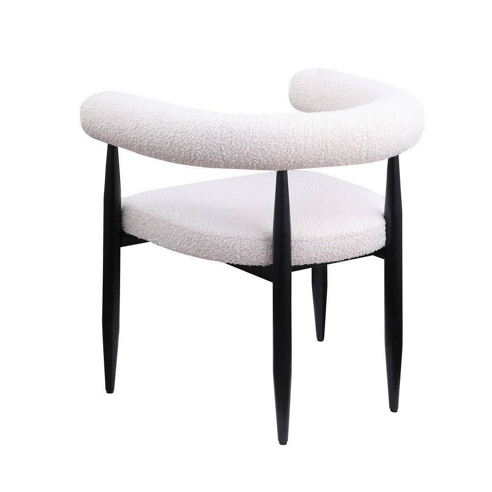 Noris Dining Chair Set of 2 White Fabric C-Shaped Back Black Metal BM329288