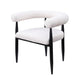 Noris Dining Chair Set of 2 White Fabric C-Shaped Back Black Metal BM329288