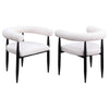 Noris Dining Chair Set of 2 White Fabric C-Shaped Back Black Metal BM329288