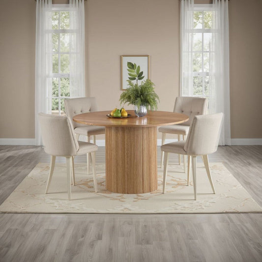 Bradd Dining Table with Natural Brown Wood Details 48 Inch Round BM329289