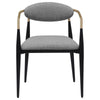 Exis Dining Armchair Set of 2 Modern Gray Fabric Sleek Black Metal BM329290