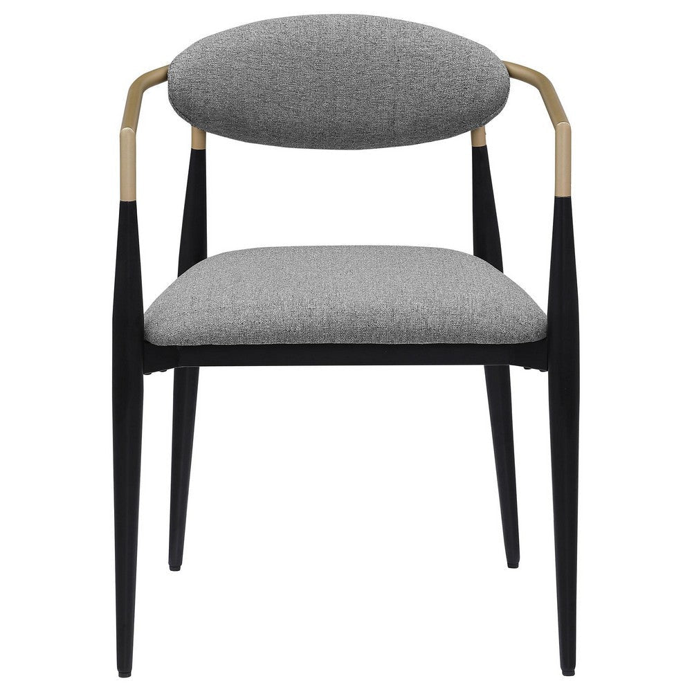Exis Dining Armchair Set of 2 Modern Gray Fabric Sleek Black Metal BM329290
