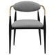 Exis Dining Armchair Set of 2 Modern Gray Fabric Sleek Black Metal BM329290