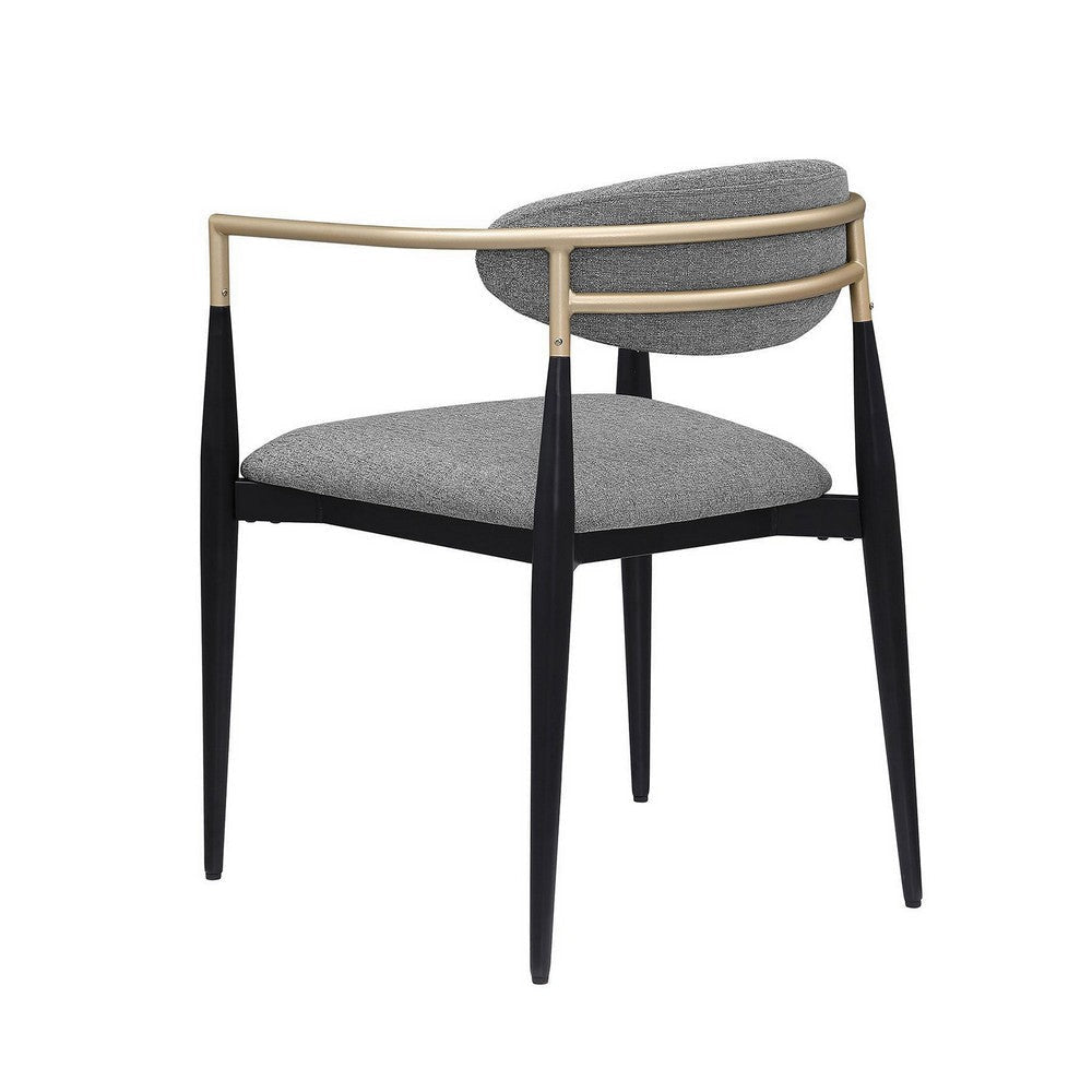 Exis Dining Armchair Set of 2 Modern Gray Fabric Sleek Black Metal BM329290