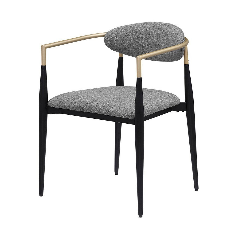 Exis Dining Armchair Set of 2 Modern Gray Fabric Sleek Black Metal BM329290