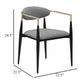 Exis Dining Armchair Set of 2 Modern Gray Fabric Sleek Black Metal BM329290