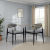 Exis Dining Armchair Set of 2, Modern Gray Fabric, Sleek Black Metal