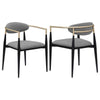 Exis Dining Armchair Set of 2 Modern Gray Fabric Sleek Black Metal BM329290