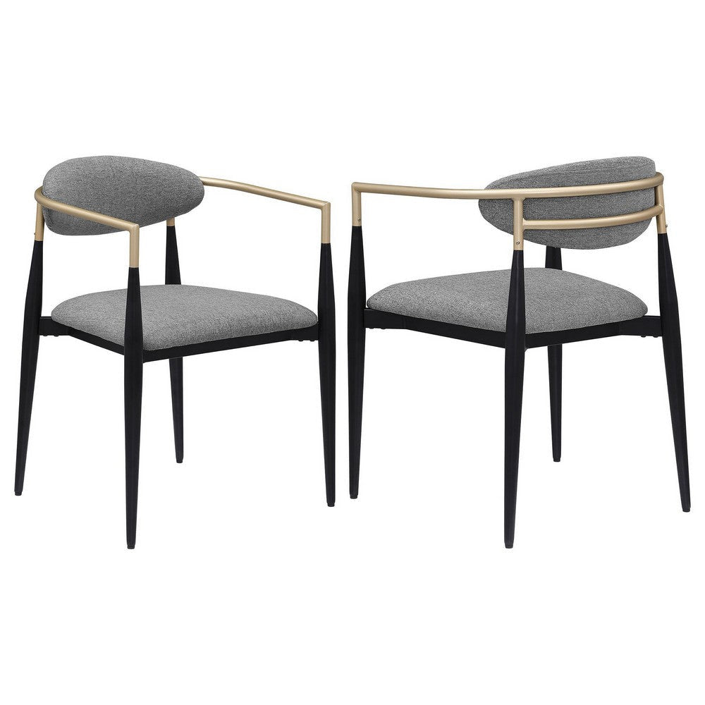 Exis Dining Armchair Set of 2 Modern Gray Fabric Sleek Black Metal BM329290