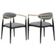 Exis Dining Armchair Set of 2 Modern Gray Fabric Sleek Black Metal BM329290