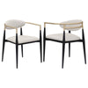Exis Dining Armchair Set of 2, Modern Beige Fabric, Sleek Black Metal
