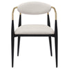 Exis Dining Armchair Set of 2 Modern Beige Fabric Sleek Black Metal BM329291