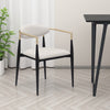 Exis Dining Armchair Set of 2, Modern Beige Fabric, Sleek Black Metal