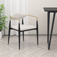 Exis Dining Armchair Set of 2, Modern Beige Fabric, Sleek Black Metal