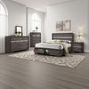 Po 4 Piece Bedroom Set | Queen Size | Silver Accents | Gray Brown Wood