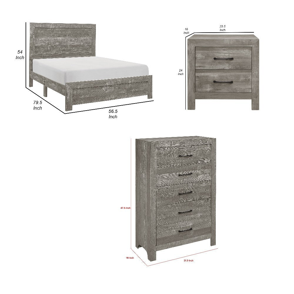 Eb 3 Piece Bedroom Set | Full Size | Farmhouse Style | Gray Black BM329297