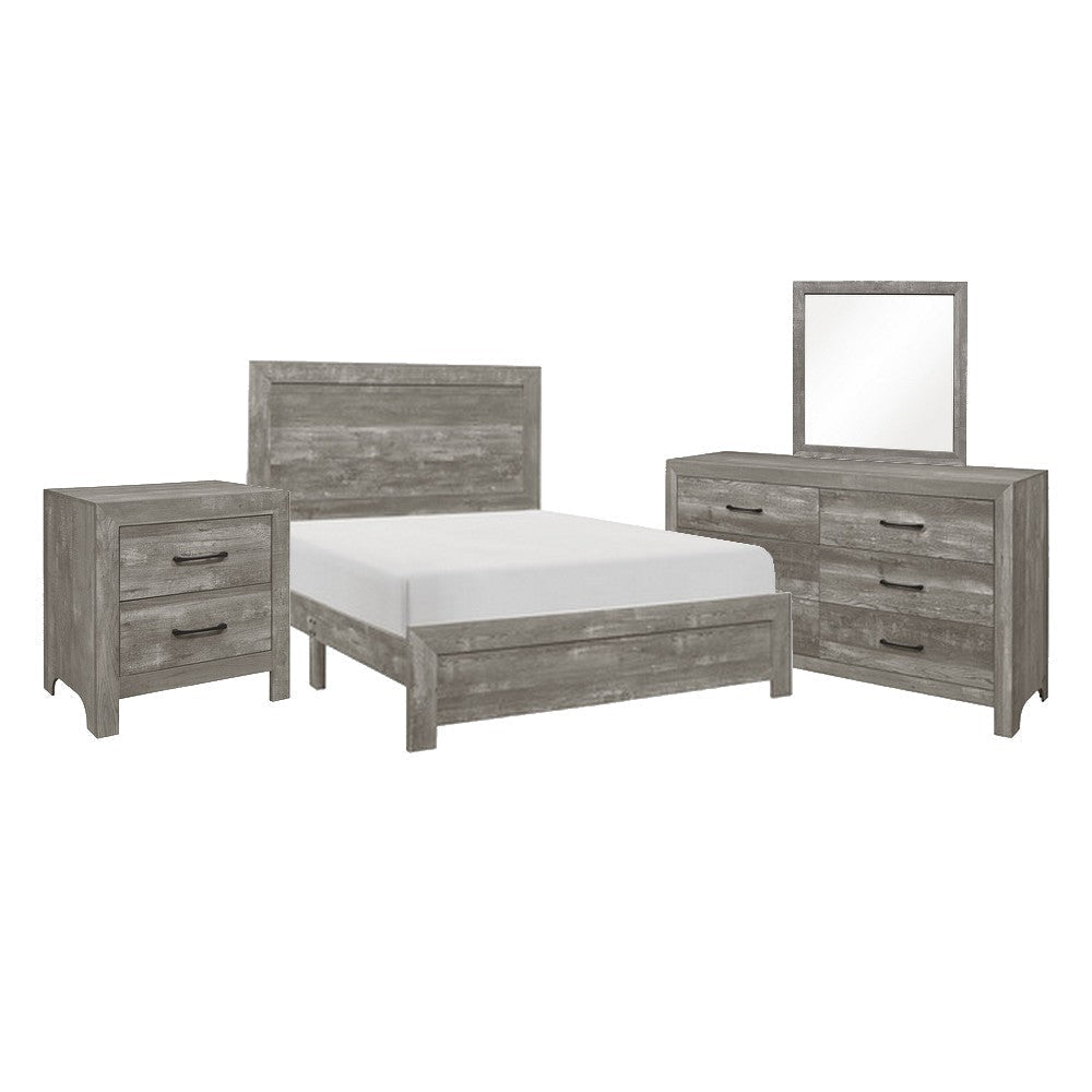 Eb 4 Piece Bedroom Set | Queen Size | Farmhouse Style | Gray Black BM329298
