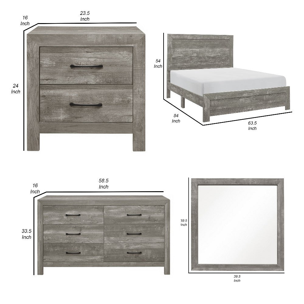 Eb 4 Piece Bedroom Set | Queen Size | Farmhouse Style | Gray Black BM329298