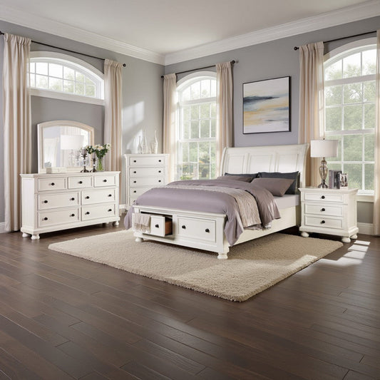 Ben 4 Piece Bedroom Set | Queen Size | Transitional | White Bronze