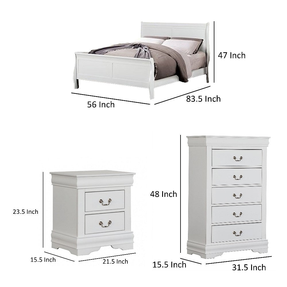 Ry 3 Piece Bedroom Set | Full Size | Modern Transitional | White BM329303
