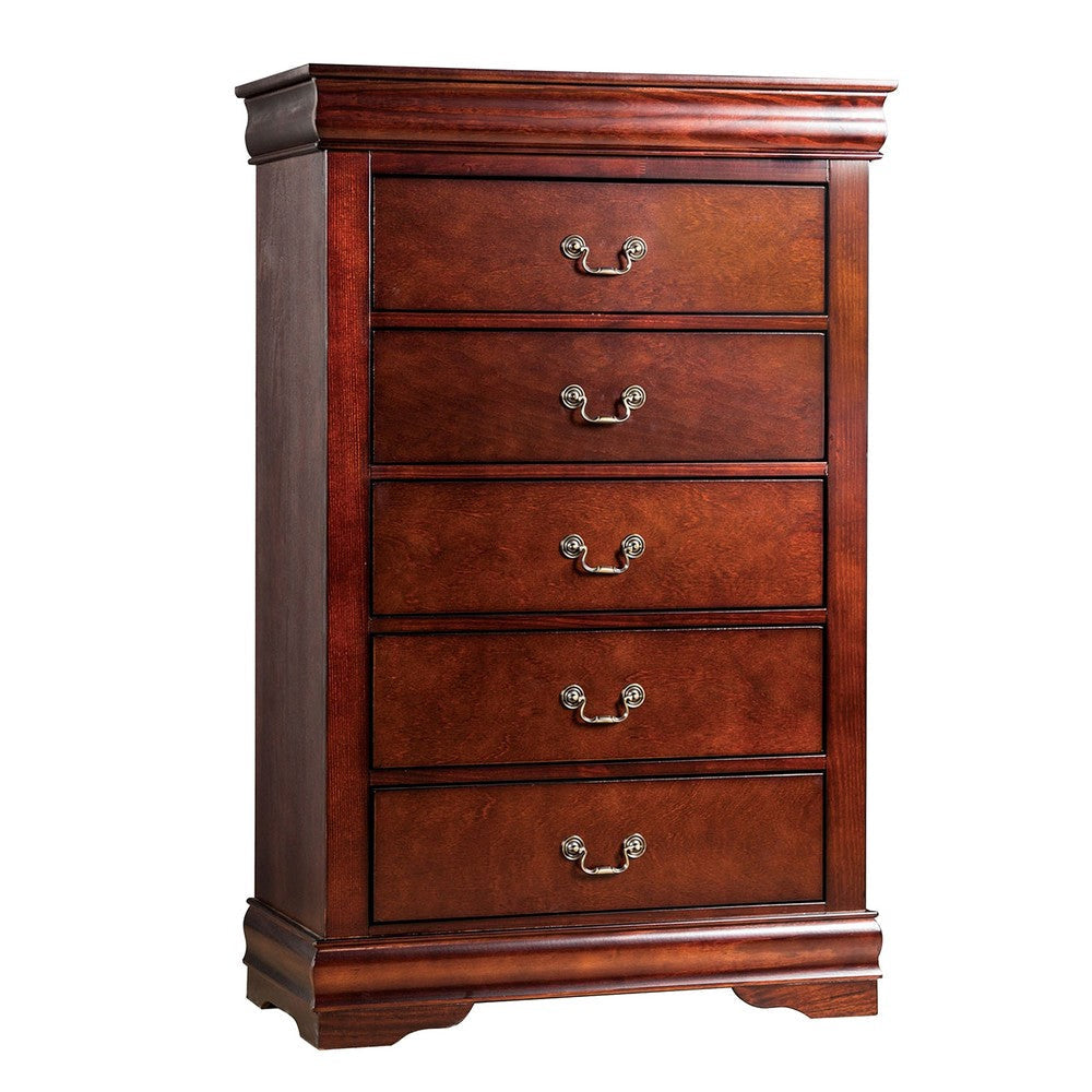 Poy 3 Piece Bedroom Set | Full Size | Cherry Brown | Metal Pull Handles BM329304