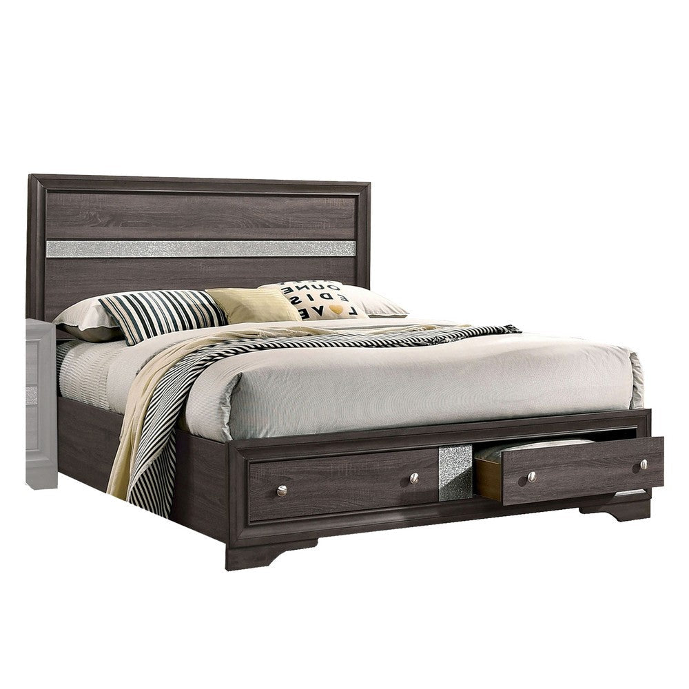 Isy 4 Piece Bedroom Set | King Size | Contemporary Gray | Silver Knobs BM329311