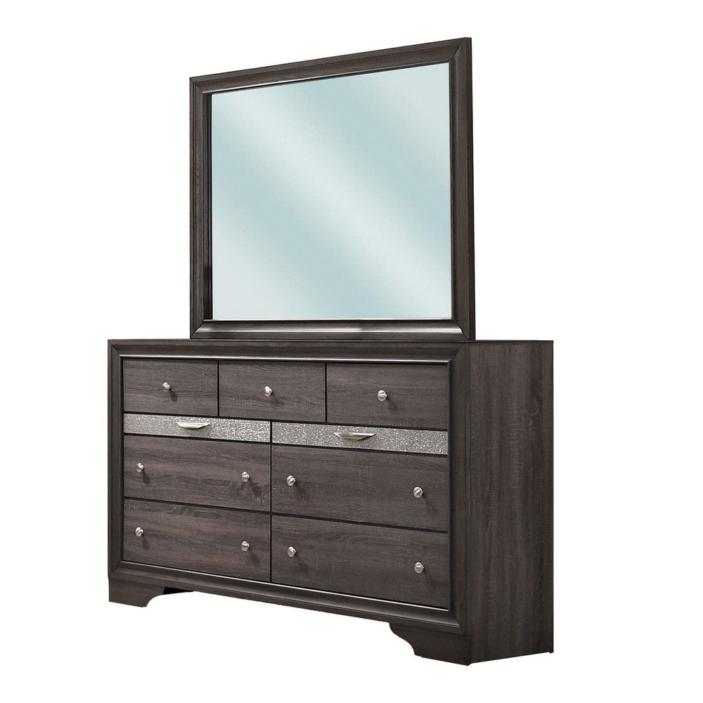 Isy 4 Piece Bedroom Set | Queen Size | Contemporary Gray | Silver Knobs BM329312