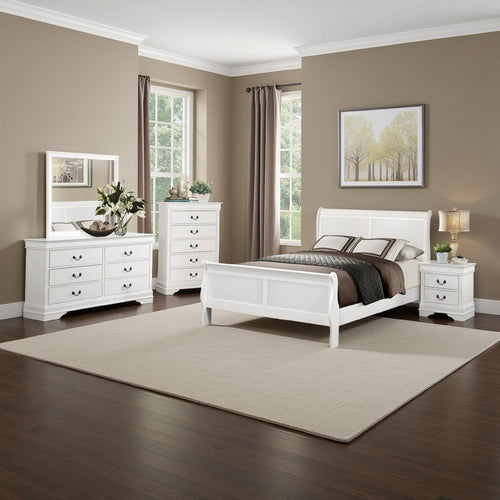 Fy 4 Piece Bedroom Set | California King | White Wood | Brass Handles