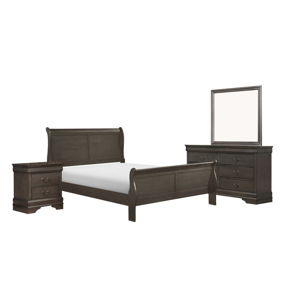 Fy 4 Piece Bedroom Set | California King | Stained Gray | Brass Handles BM329314