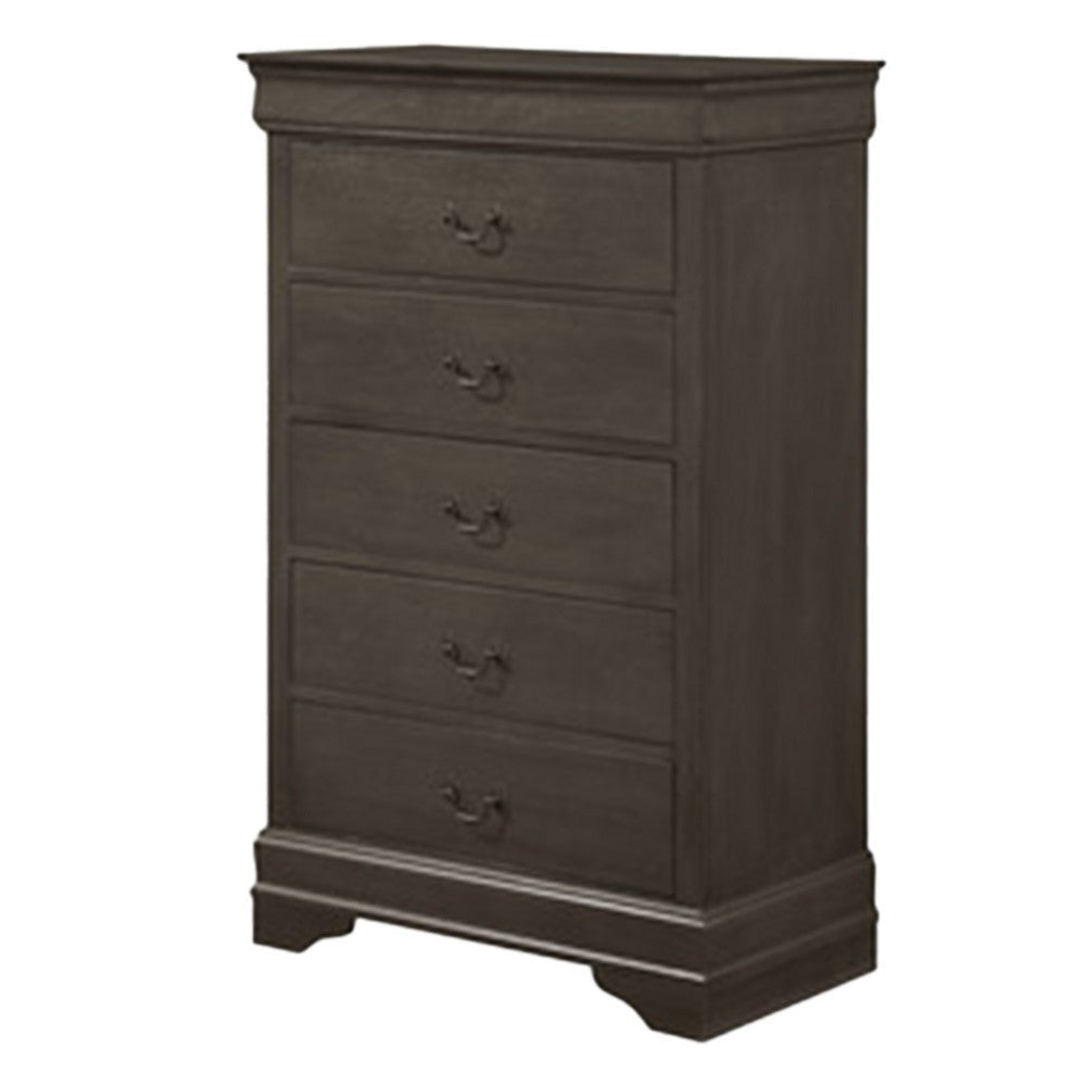 Fy 3 Piece Bedroom Set | Full Size | Stained Gray | Brass Handles BM329315