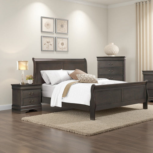 Fy 3 Piece Bedroom Set | Full Size | Stained Gray | Brass Handles