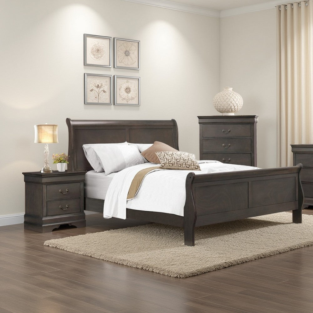 Fy 3 Piece Bedroom Set | Full Size | Stained Gray | Brass Handles