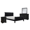 Fy 4 Piece Bedroom Set | Queen Size | Black Wood | Antique Nickel Handles BM329316