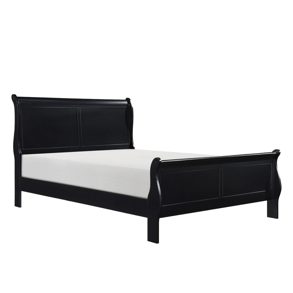 Fy 4 Piece Bedroom Set | Queen Size | Black Wood | Antique Nickel Handles BM329316