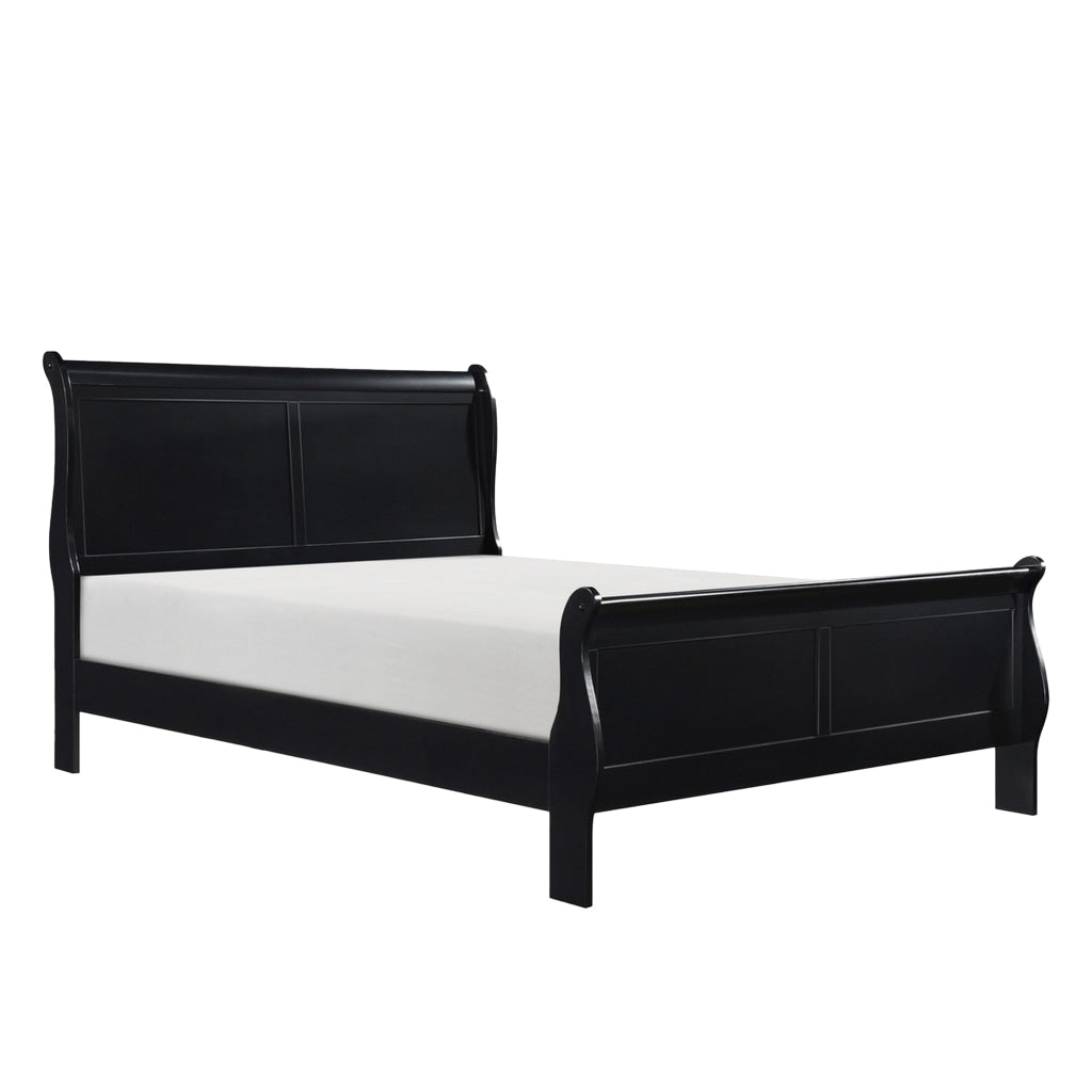 Fy 4 Piece Bedroom Set | Queen Size | Black Wood | Antique Nickel Handles BM329316