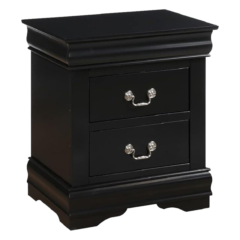 Fy 4 Piece Bedroom Set | Queen Size | Black Wood | Antique Nickel Handles BM329316