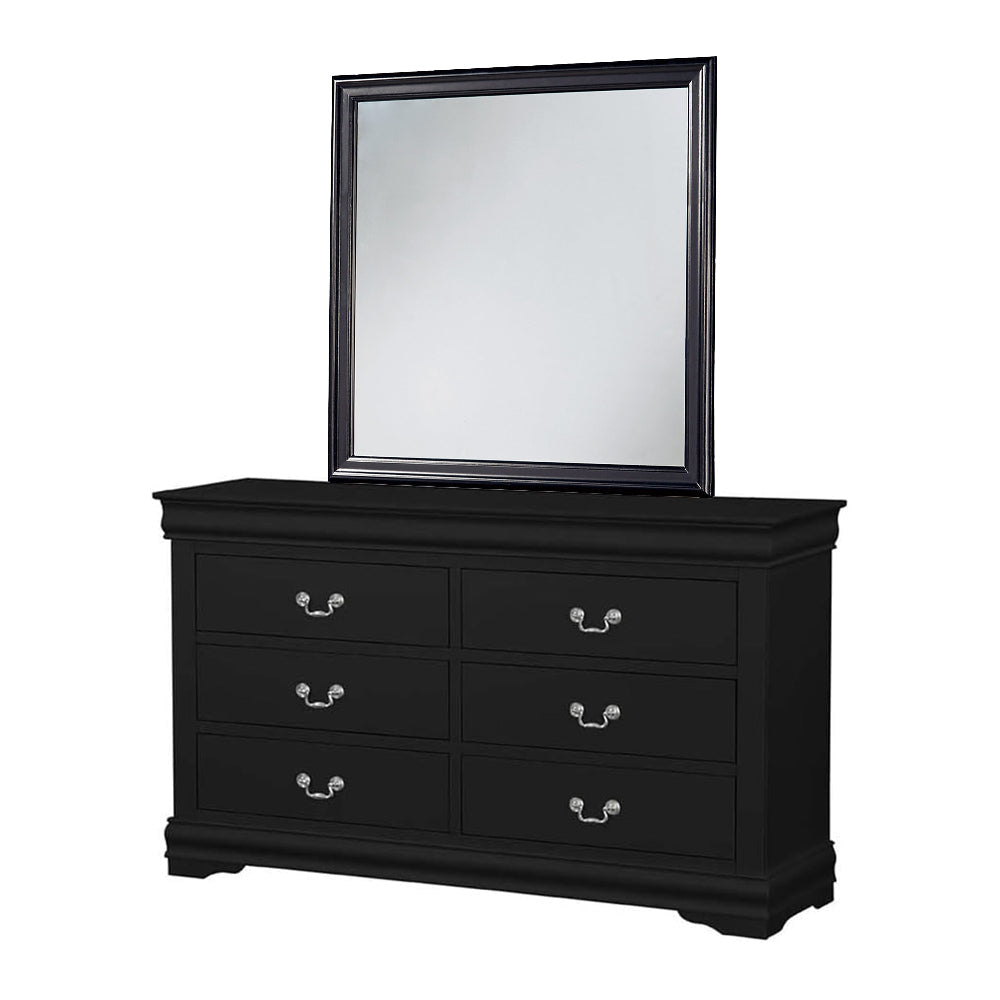 Fy 4 Piece Bedroom Set | Queen Size | Black Wood | Antique Nickel Handles BM329316