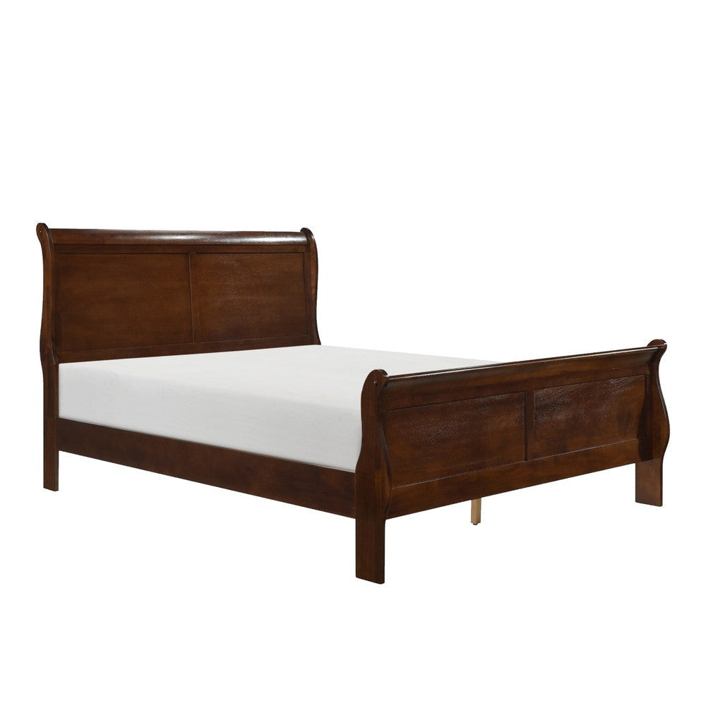 Fy 4 Piece Bedroom Set | Queen Size | Cherry Brown | Antique Brass Handles BM329317