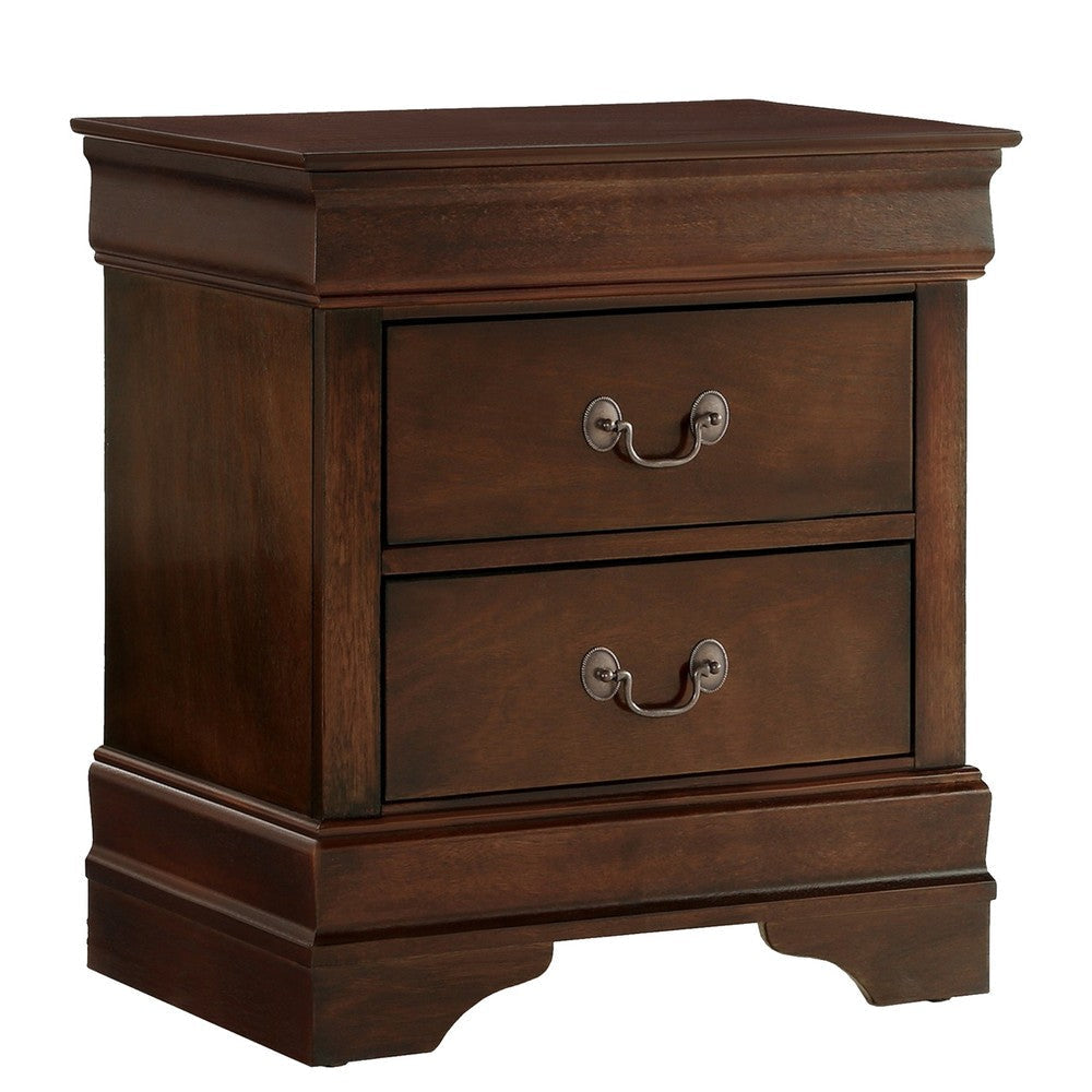 Fy 4 Piece Bedroom Set | Queen Size | Cherry Brown | Antique Brass Handles BM329317