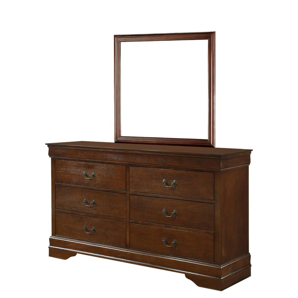Fy 4 Piece Bedroom Set | Queen Size | Cherry Brown | Antique Brass Handles BM329317