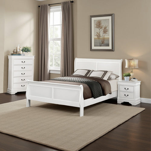 Fy 3 Piece Bedroom Set | Full Size | Classic White | Brass Handles