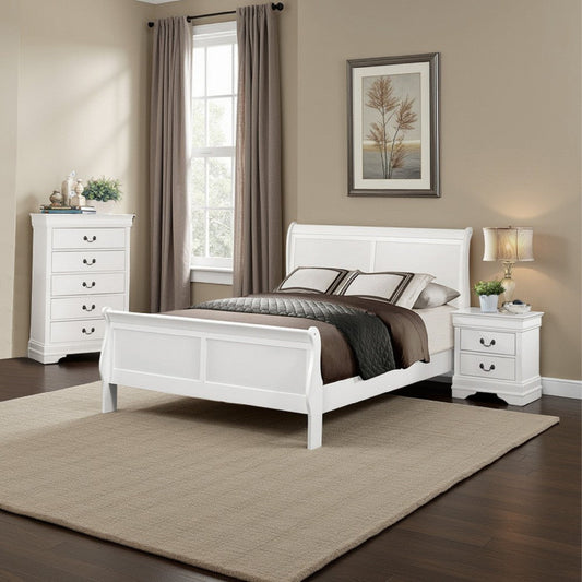 Fy 3 Piece Bedroom Set | Full Size | Classic White | Brass Handles