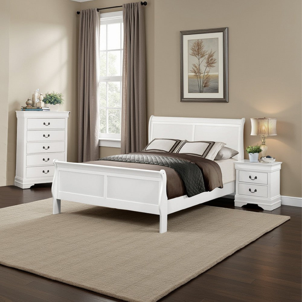 Fy 3 Piece Bedroom Set | Full Size | Classic White | Brass Handles