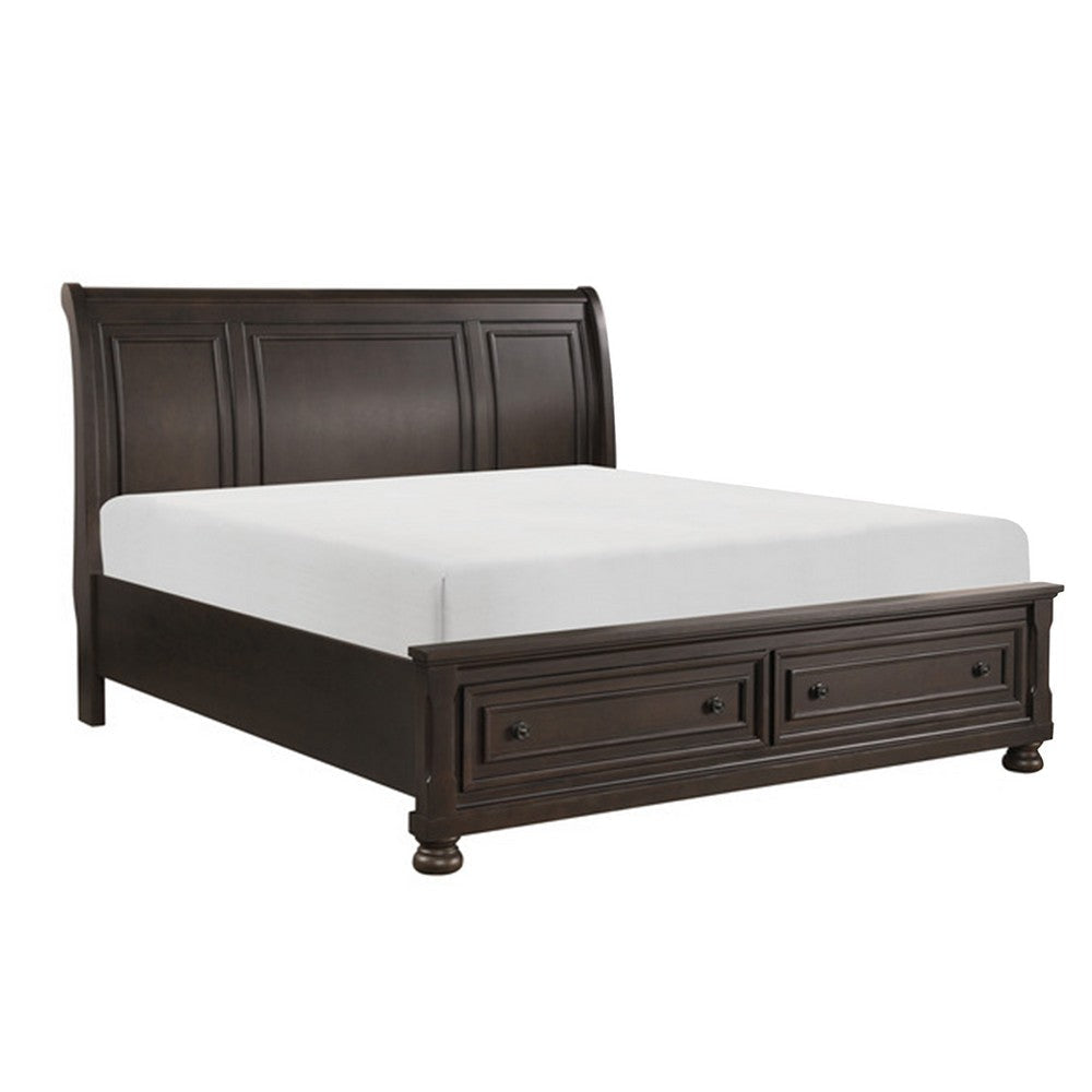 Oria 4 Piece Bedroom Set | Queen Size | Dark Brown | Round Knobs BM329319